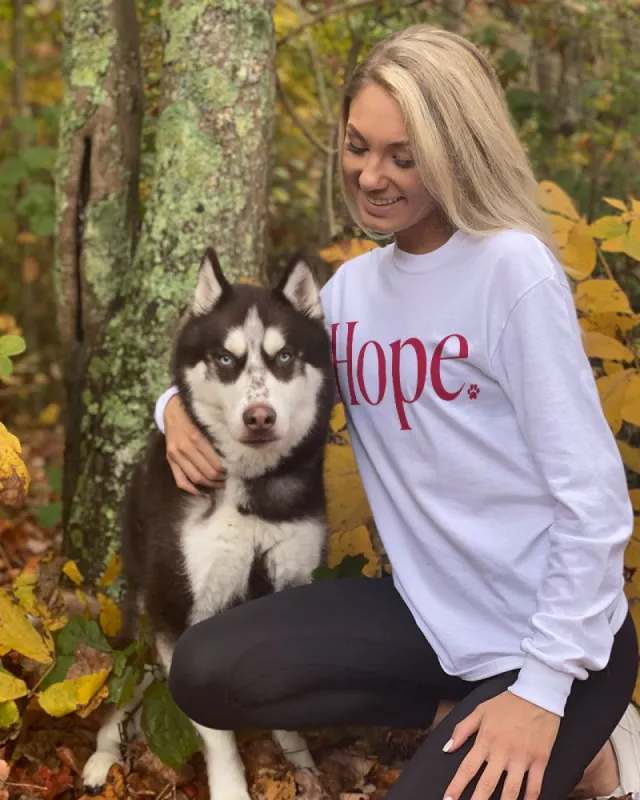Red Hope Print White Long Sleeve sold by PAWZ