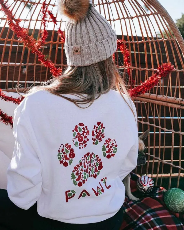 Holly Jolly Print White Crewneck sold by PAWZ