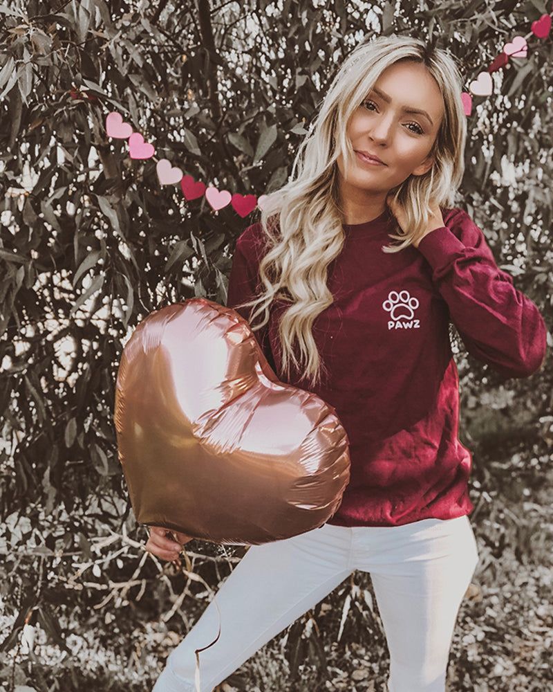 White Heart Dog Lover Maroon Long Sleeve sold by PAWZ product image thumbnail 3