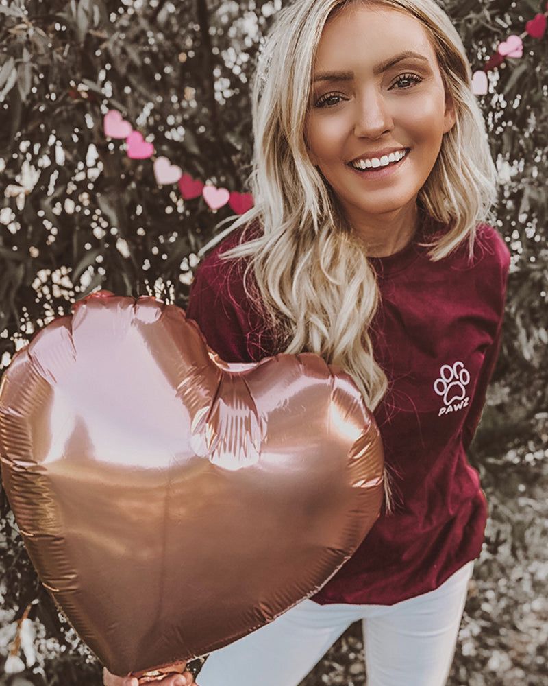 White Heart Dog Lover Maroon Long Sleeve sold by PAWZ product image thumbnail 2