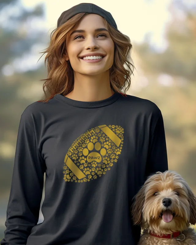 Pawz Football Team Long Sleeve T-Shirt - Gold sold by PAWZ