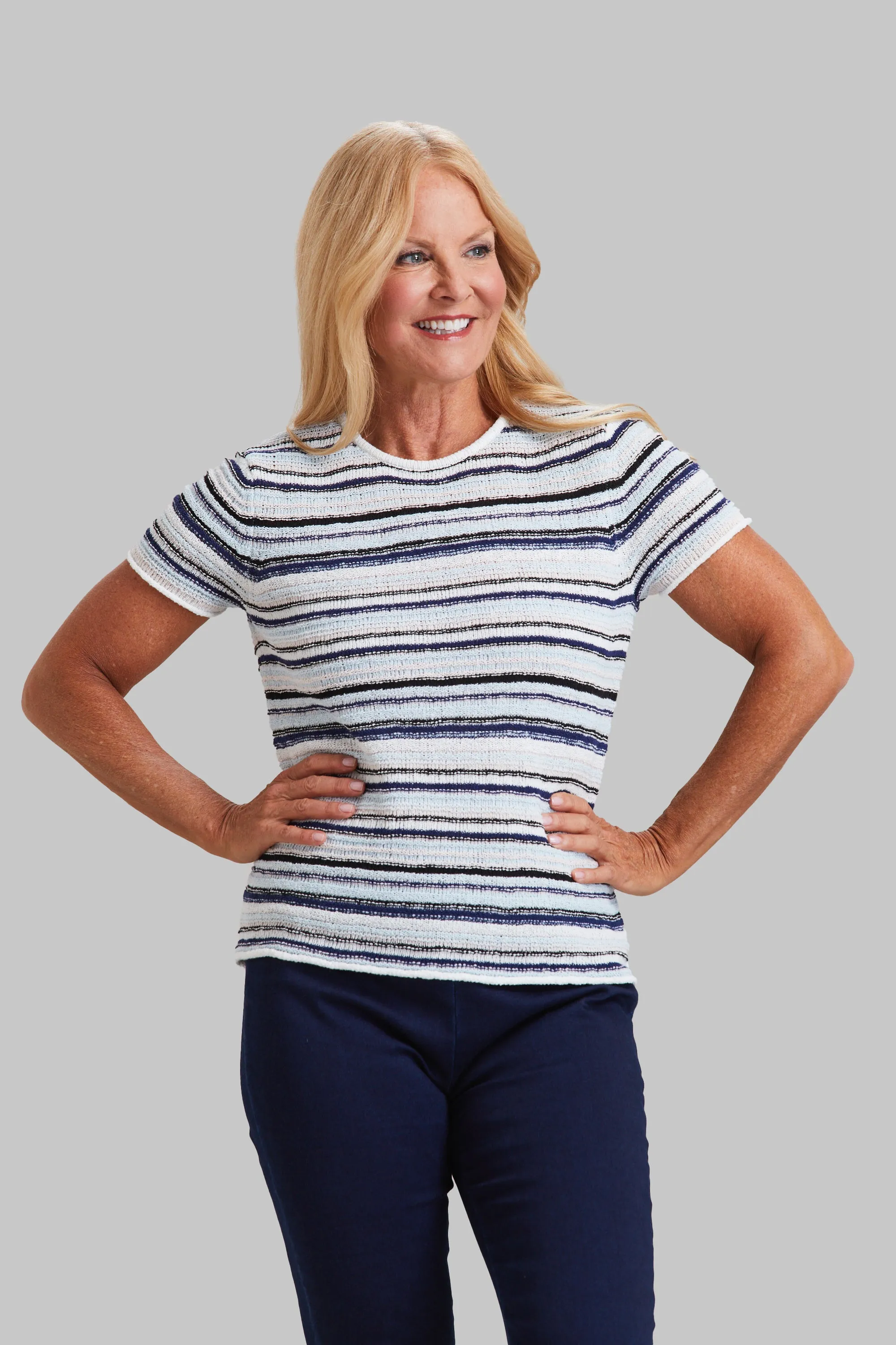 Striped Short Sleeve Knit Crew sold by Peace of Cloth product image thumbnail 3