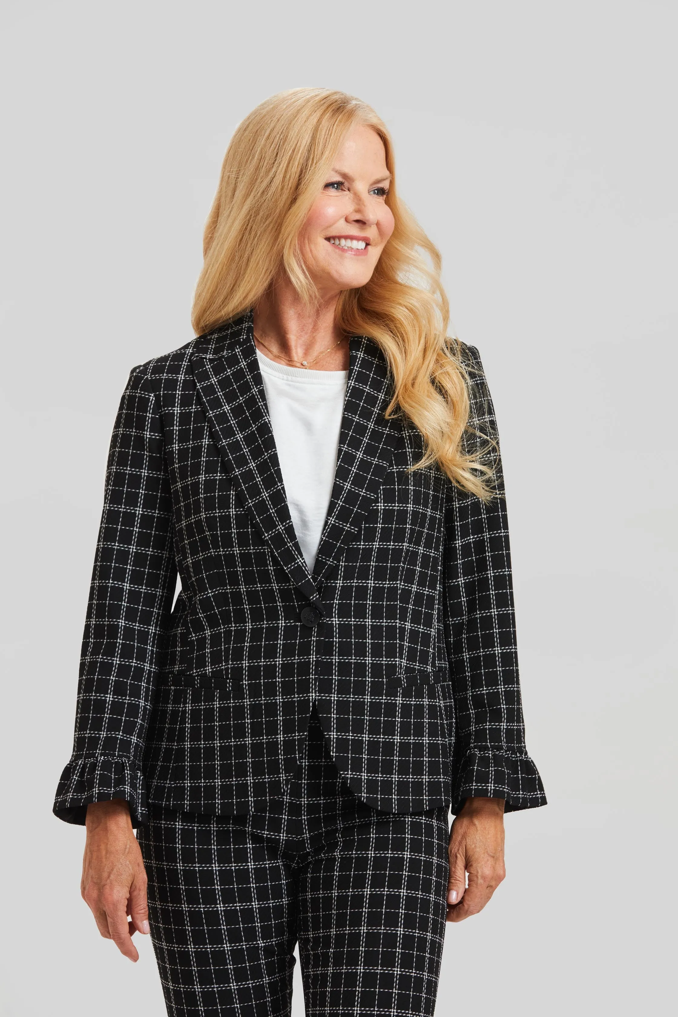 Copenhagen Windowpane Gia Blazer Ruffle Sleeve- FINAL SALE sold by Peace of Cloth product image thumbnail 2