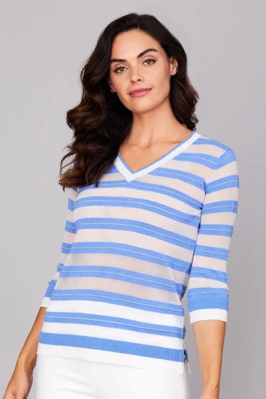 Luster Stripe V Neck: FINAL SALE sold by Peace of Cloth