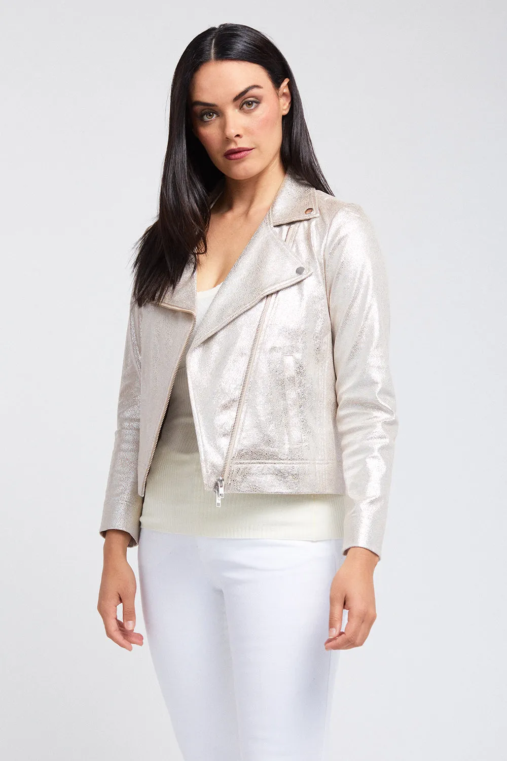 Mariel Moto Jacket - Foiled Suede: FINAL SALE sold by Peace of Cloth product image thumbnail 3