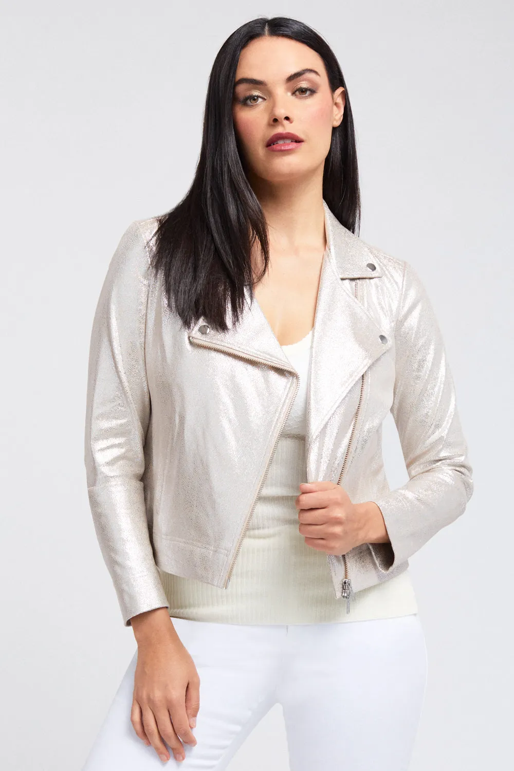 Mariel Moto Jacket - Foiled Suede: FINAL SALE sold by Peace of Cloth