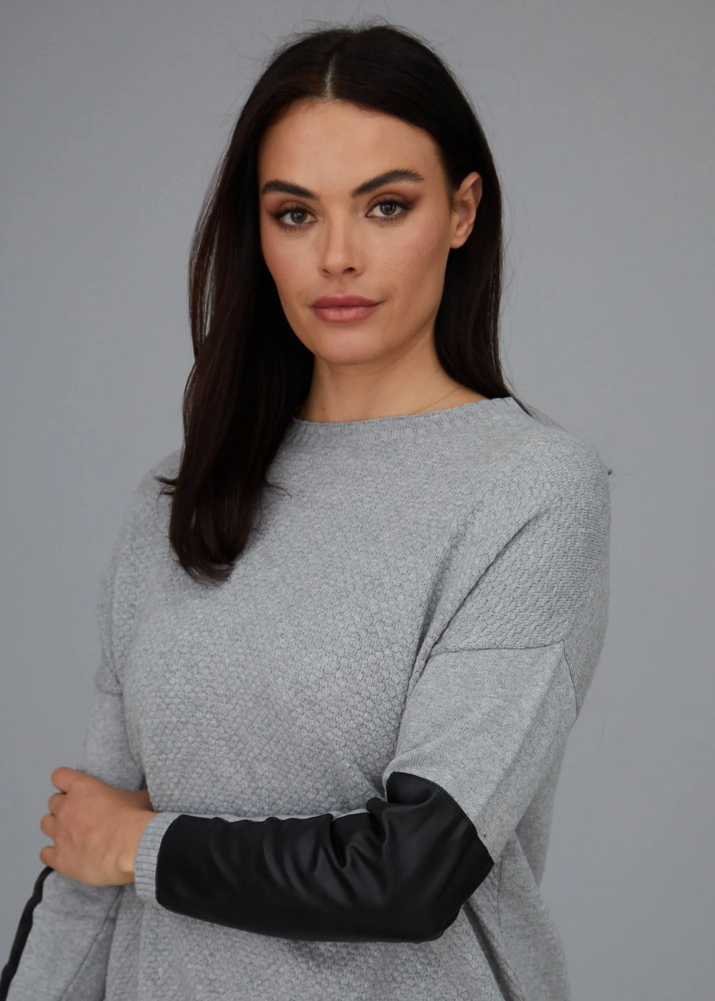 Crewneck Sweater - Leather Trim: FINAL SALE sold by Peace of Cloth product image thumbnail 2