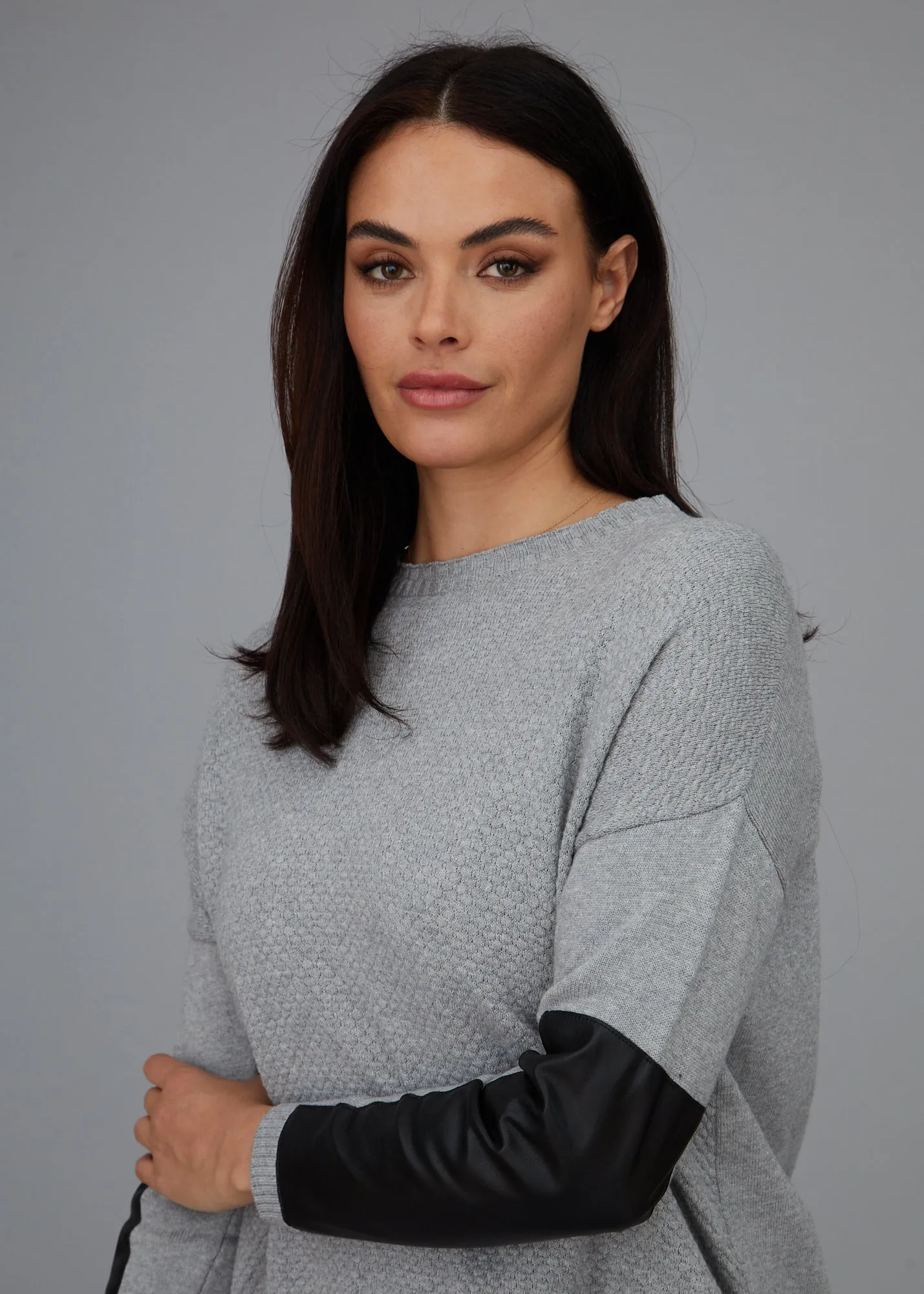 Crewneck Sweater - Leather Trim: FINAL SALE sold by Peace of Cloth product image thumbnail 3