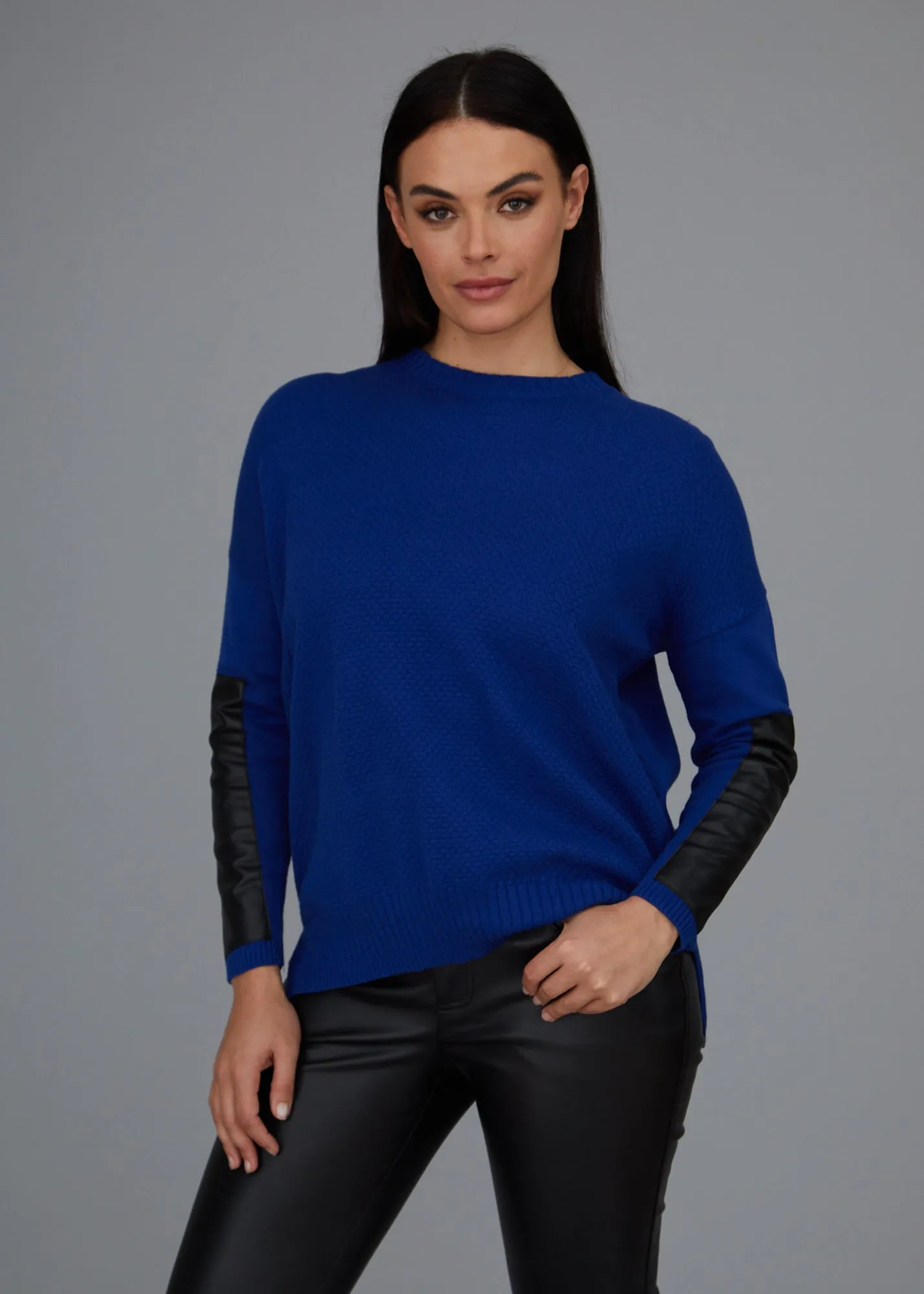 Crewneck Sweater - Leather Trim: FINAL SALE sold by Peace of Cloth product image thumbnail 4
