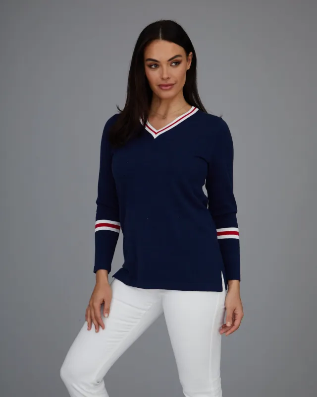 Novelty Stripe V Neck Top sold by Peace of Cloth