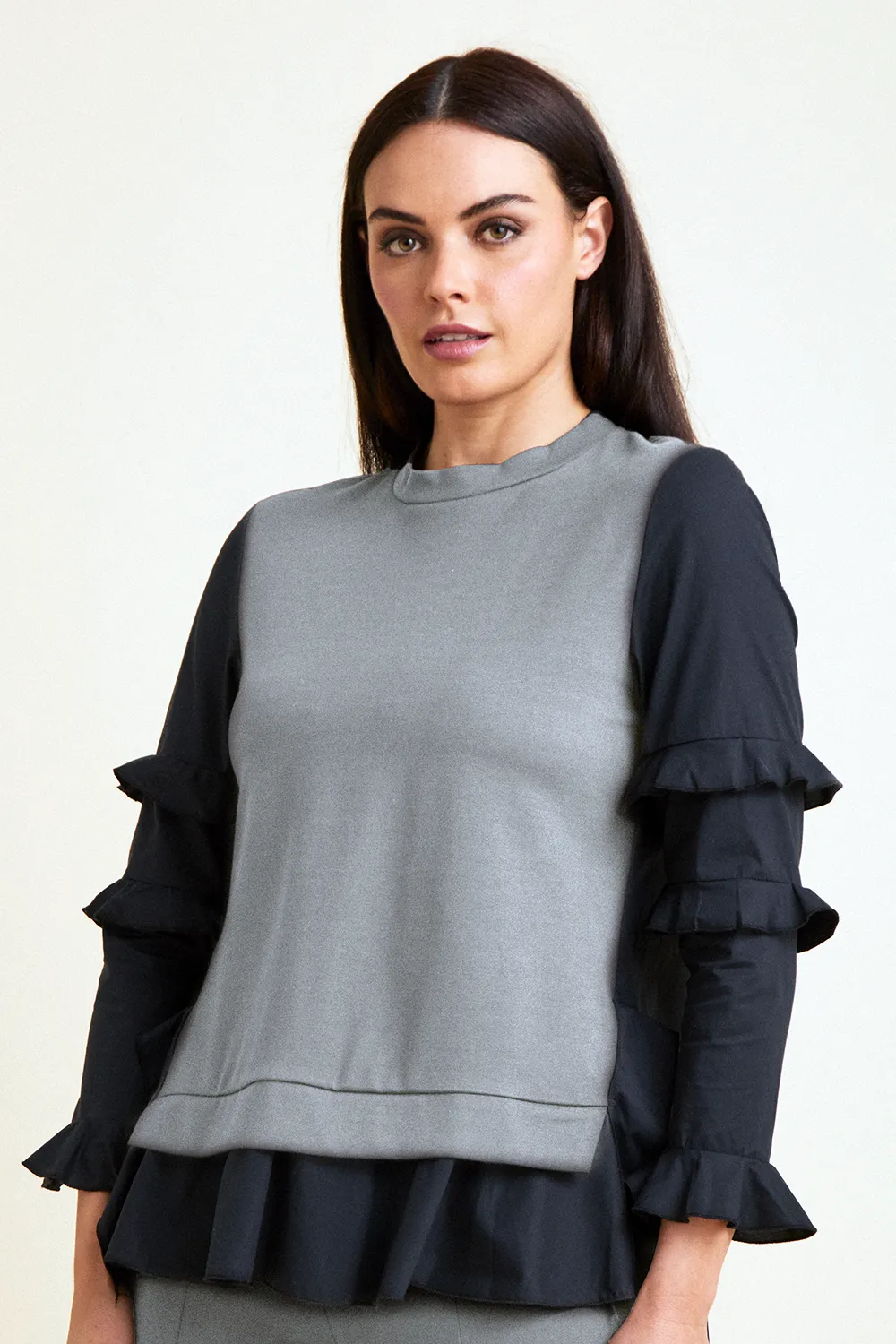 Bridgette Hi-Lo w/Ruffle Sleeve - Mixed Media: FINAL SALE sold by Peace of Cloth product image thumbnail 4