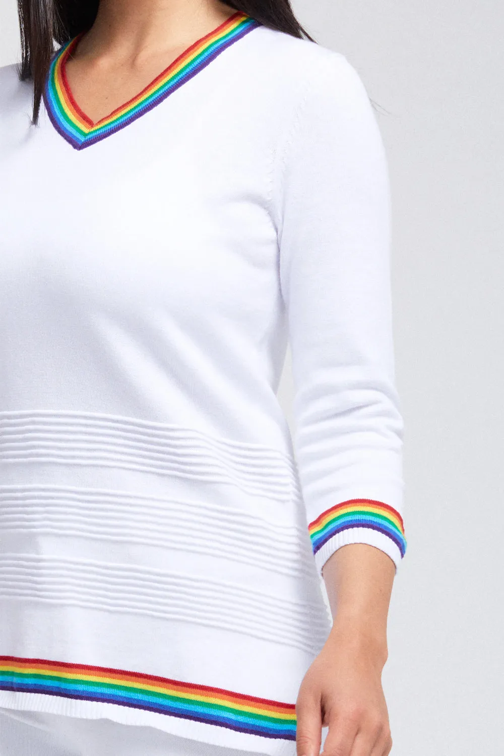 V Neck Rainbow Knit Top: FINAL SALE sold by Peace of Cloth product image thumbnail 2
