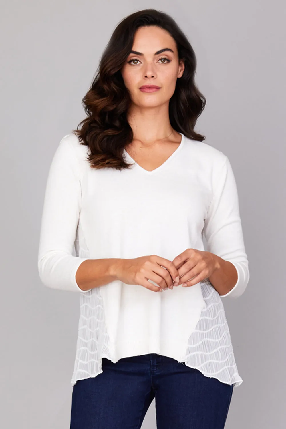 V Neck w/ Chiffon: FINAL SALE sold by Peace of Cloth