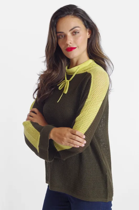 Mesh Stitch Drawstring Funnel Neck: FINAL SALE sold by Peace of Cloth