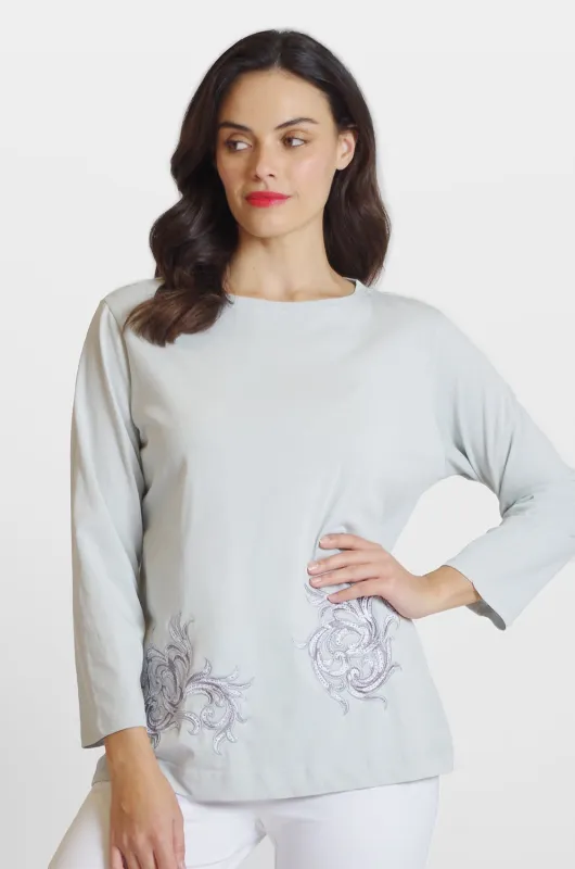 Long Sleeve Embroidery Tee: FINAL SALE sold by Peace of Cloth