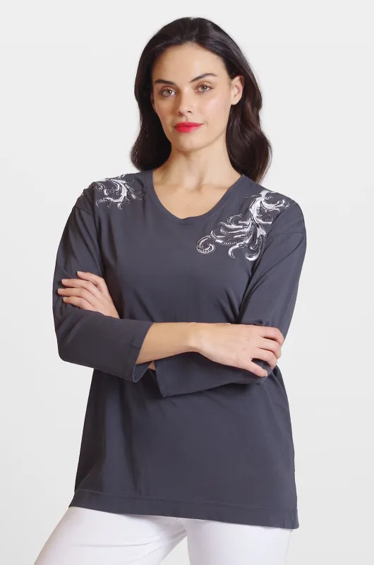 Shoulder Embroidery Tee: FINAL SALE sold by Peace of Cloth