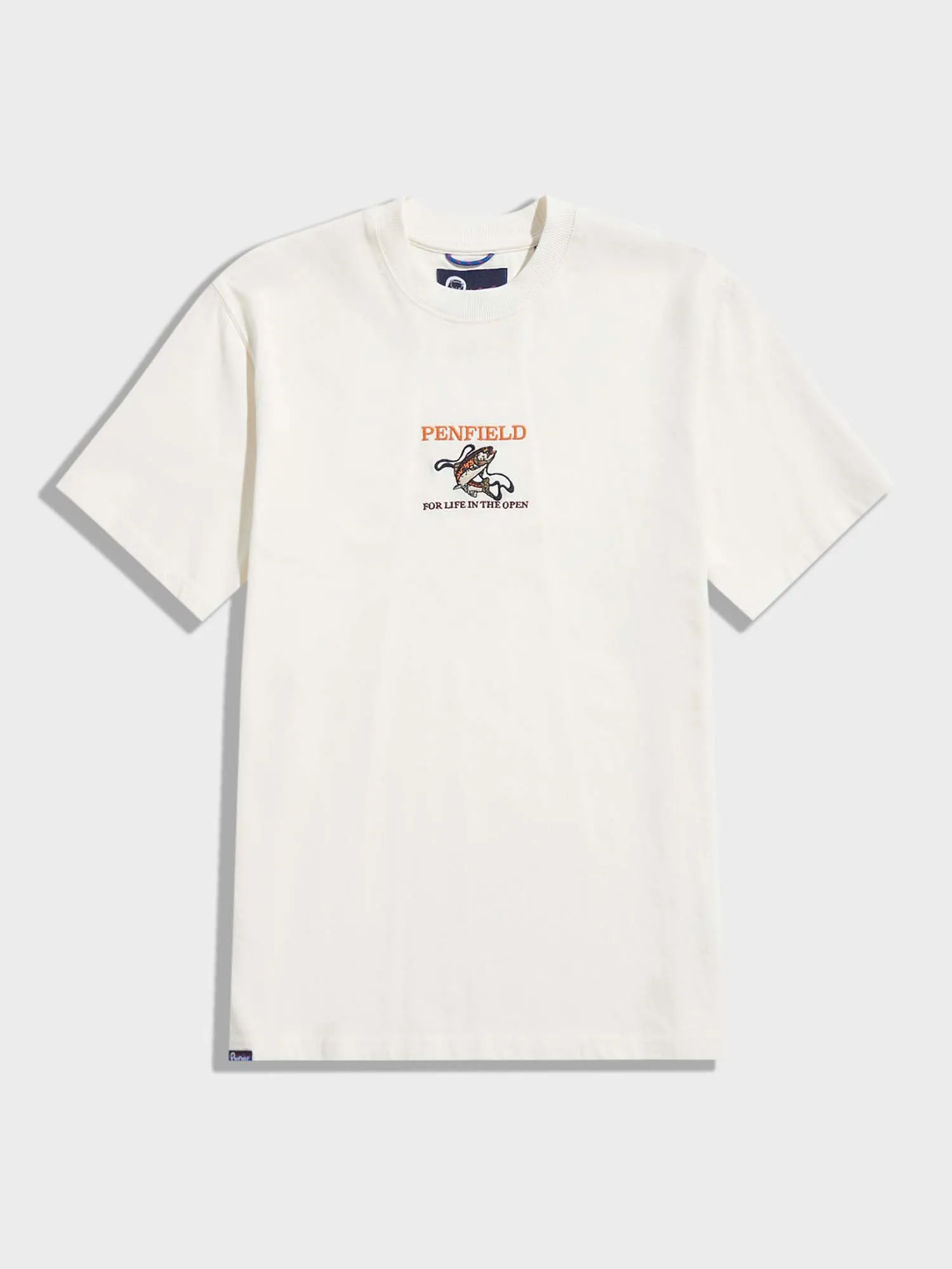 Embroidered Trout T-Shirt in Vanilla Ice sold by Penfield