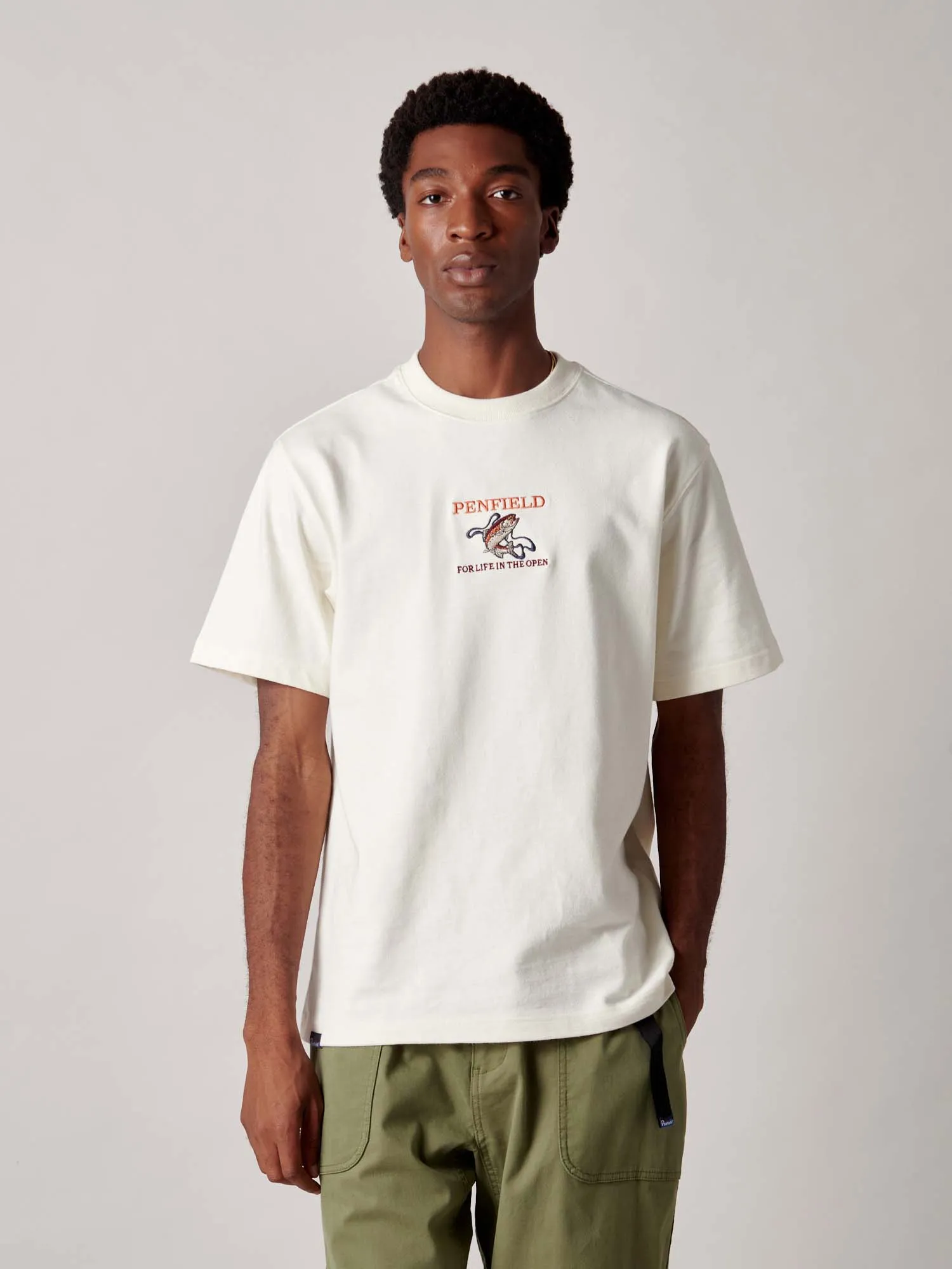 Embroidered Trout T-Shirt in Vanilla Ice sold by Penfield product image thumbnail 2