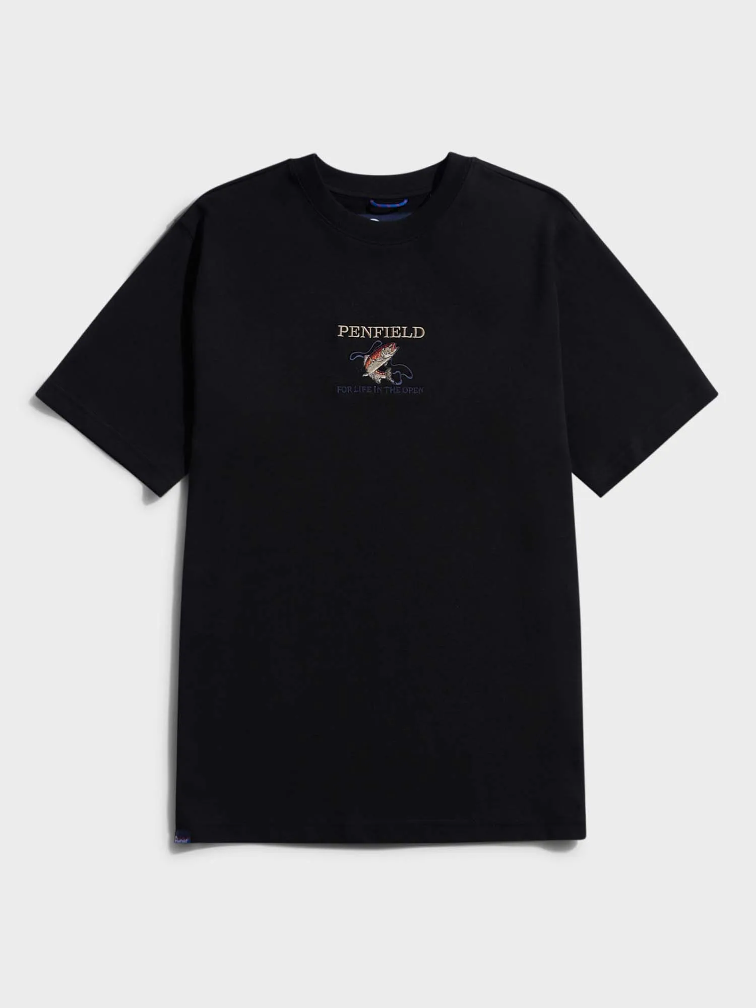 Embroidered Trout T-Shirt in Black sold by Penfield