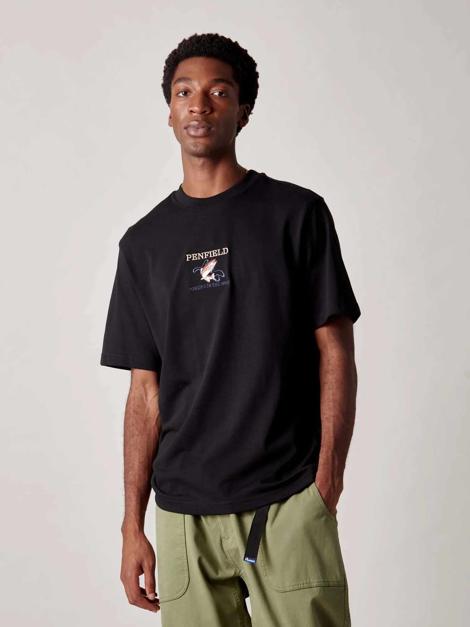 Embroidered Trout T-Shirt in Black sold by Penfield product image thumbnail 2