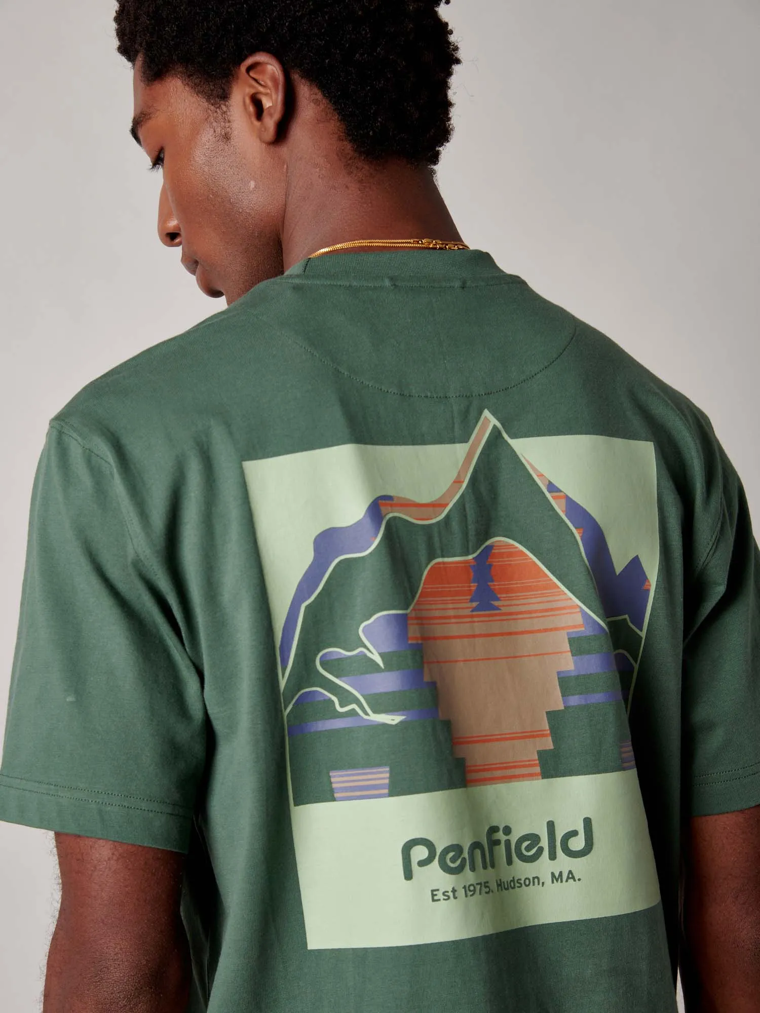 Mountain Back Forefounders T-Shirt in Cilantro sold by Penfield product image thumbnail 2