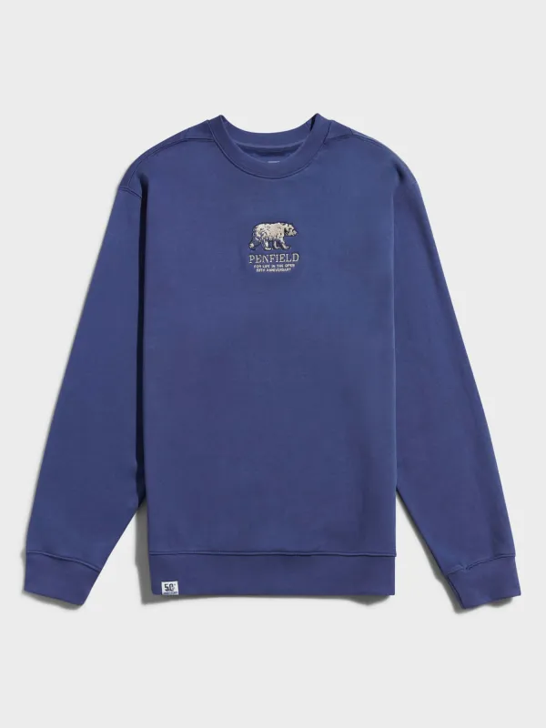 50th Anniversary Embroidered Crew in Blue Indigo made by Penfield