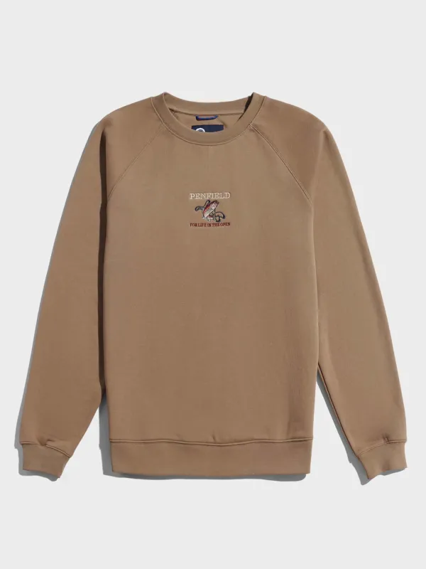 Embroidered Trout Crew in Lead Gray made by Penfield