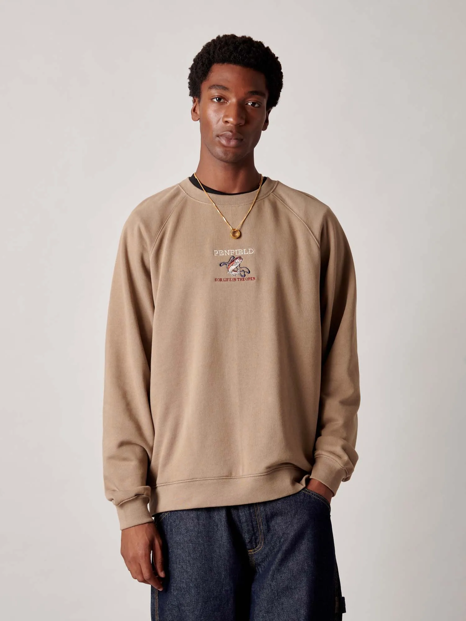 Embroidered Trout Crew in Lead Gray sold by Penfield product image thumbnail 2