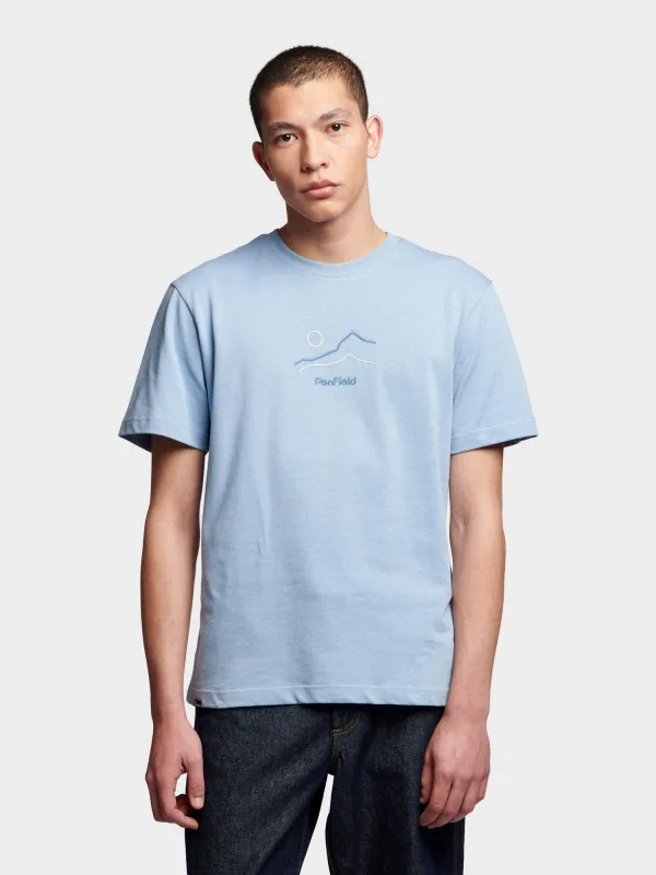 Relaxed Fit Embroidered Mountain T-Shirt in Soft Chambray sold by Penfield