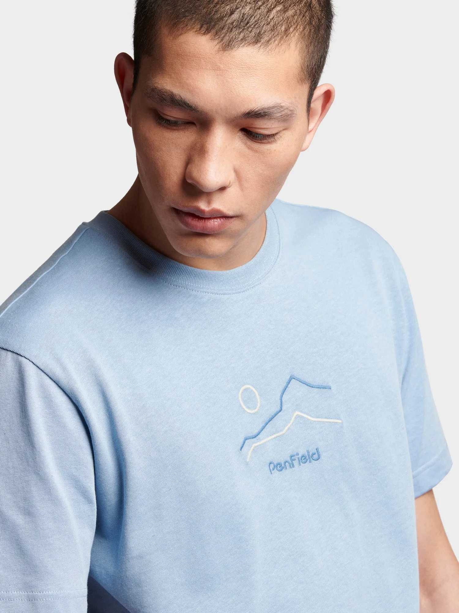 Relaxed Fit Embroidered Mountain T-Shirt in Soft Chambray sold by Penfield product image thumbnail 3