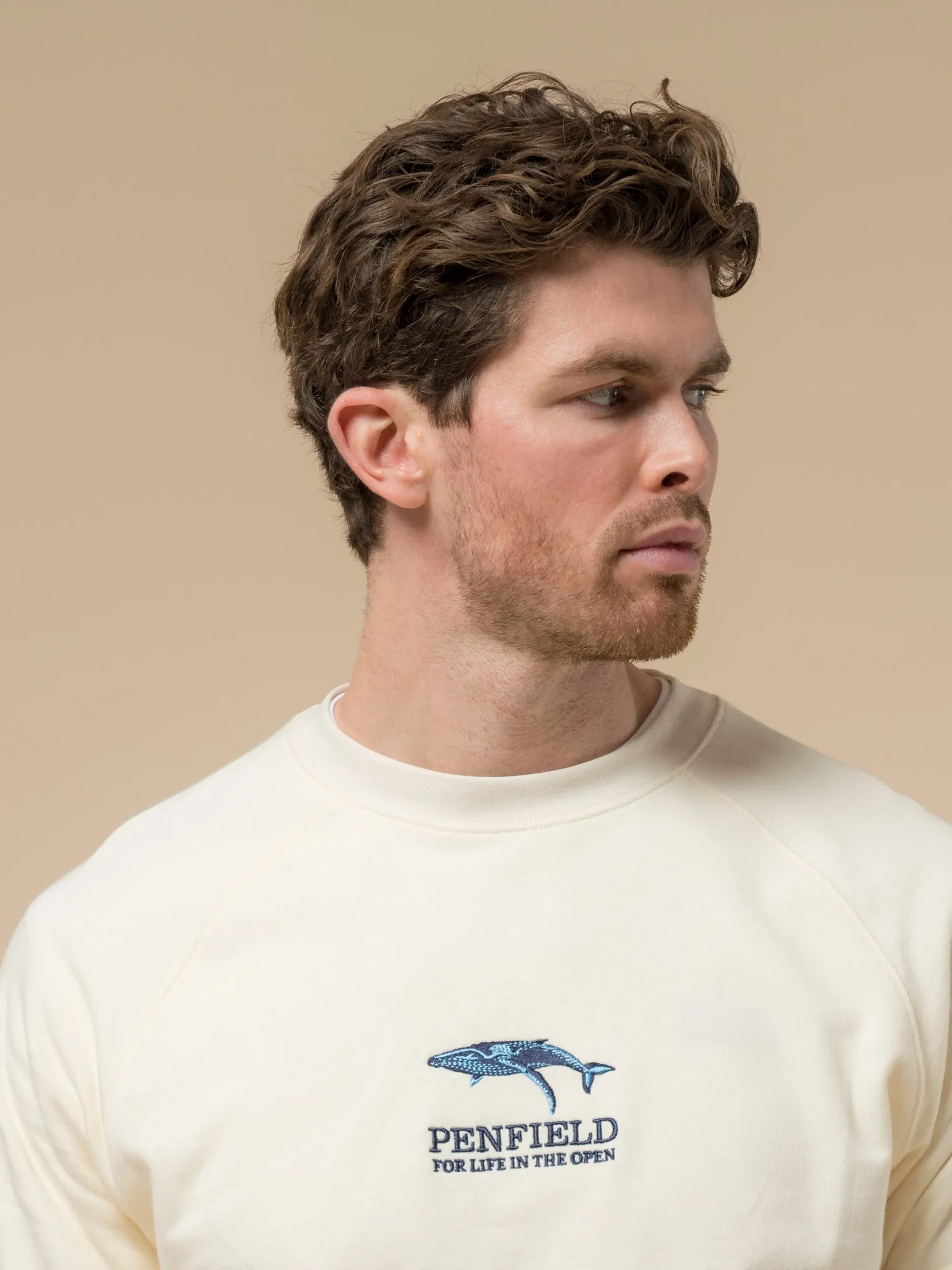Embroidered Retro Whale Sweatshirt in Vanilla Ice sold by Penfield product image thumbnail 3