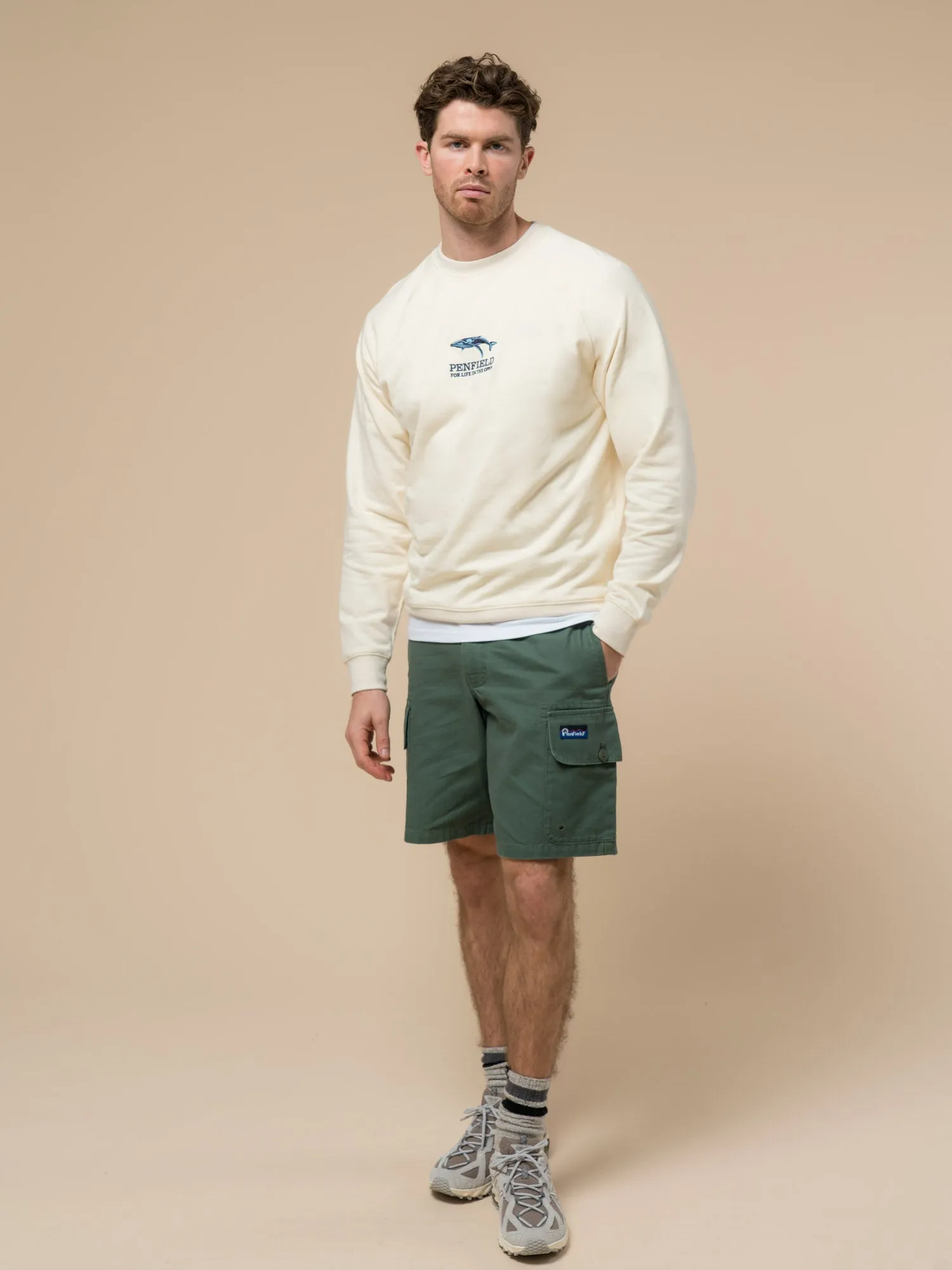Embroidered Retro Whale Sweatshirt in Vanilla Ice sold by Penfield product image thumbnail 4