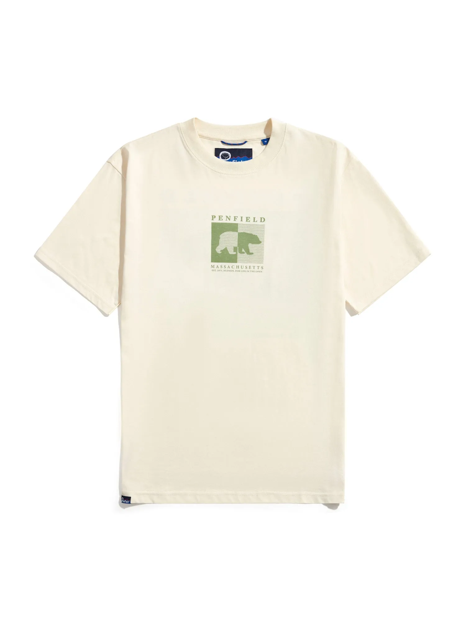 Contrast Stripe Bear Graphic T-Shirt in Vanilla Ice sold by Penfield