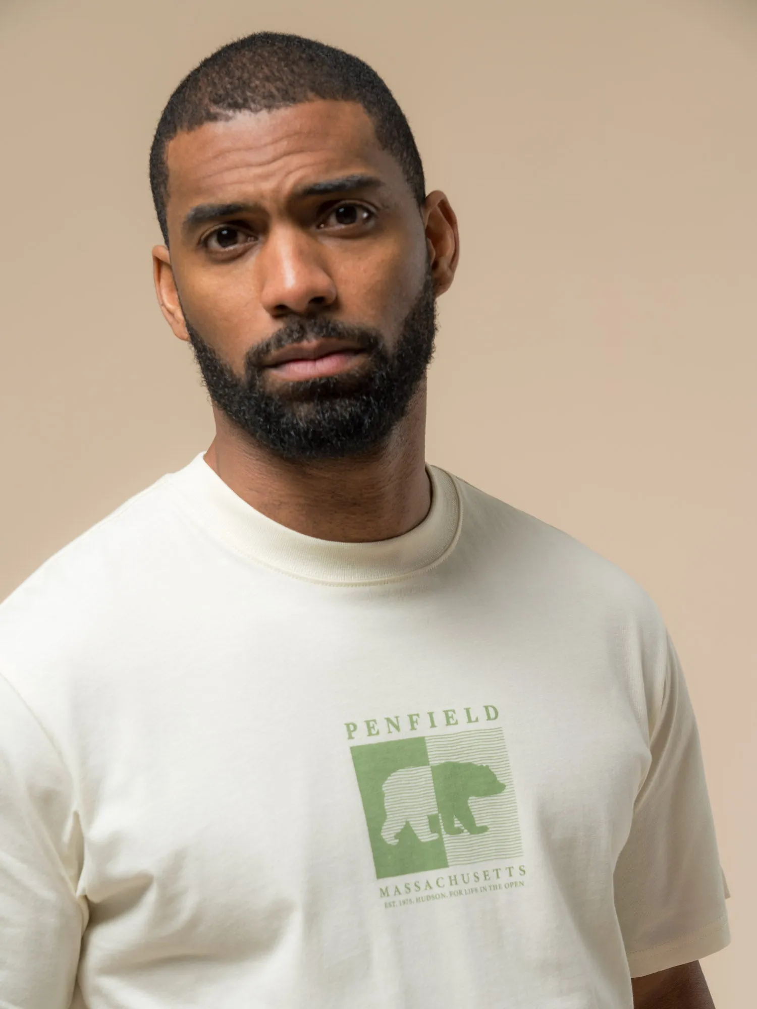 Contrast Stripe Bear Graphic T-Shirt in Vanilla Ice sold by Penfield product image thumbnail 4