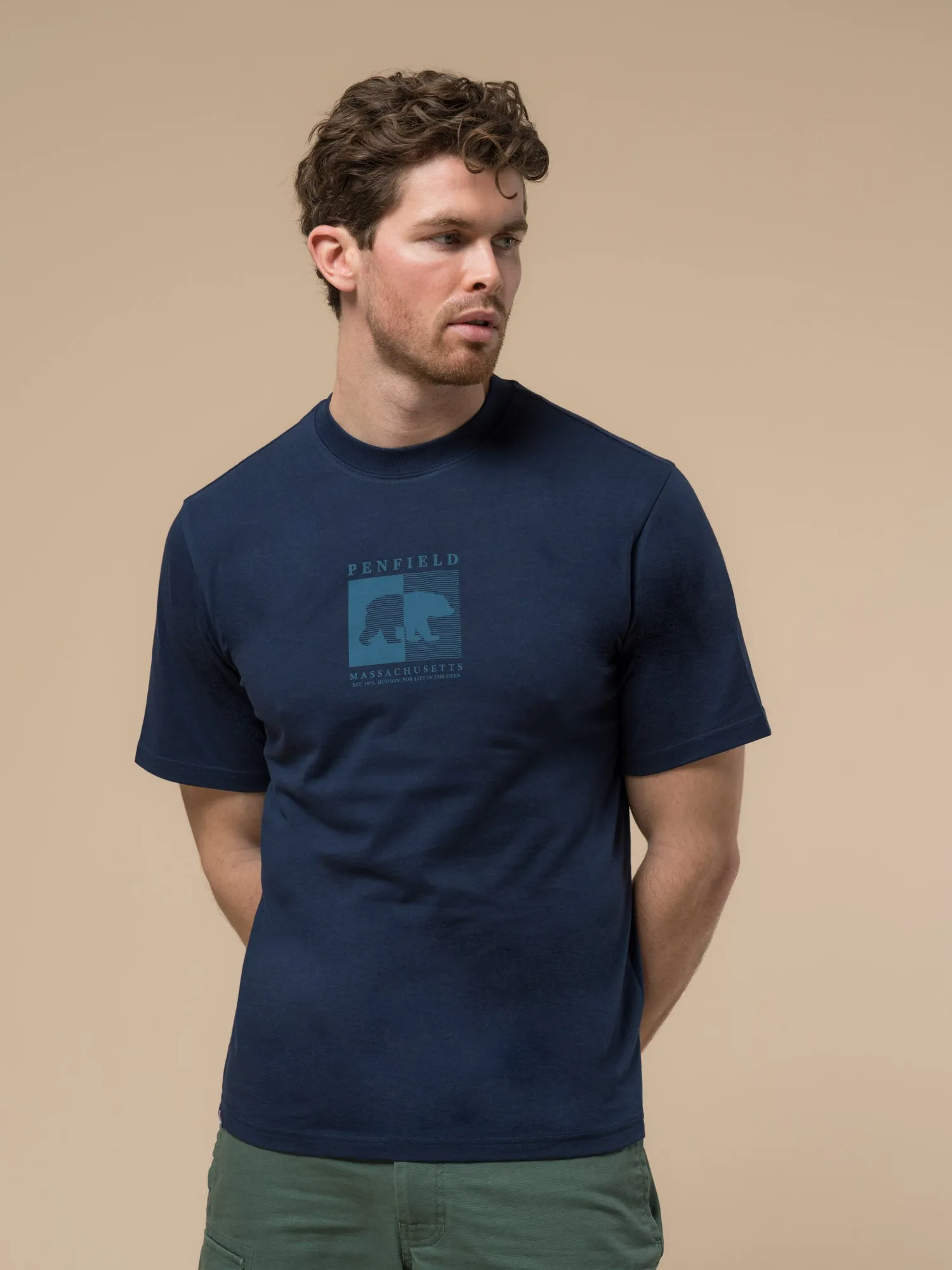 Contrast Stripe Bear Graphic T-Shirt in Navy Blue sold by Penfield product image thumbnail 3