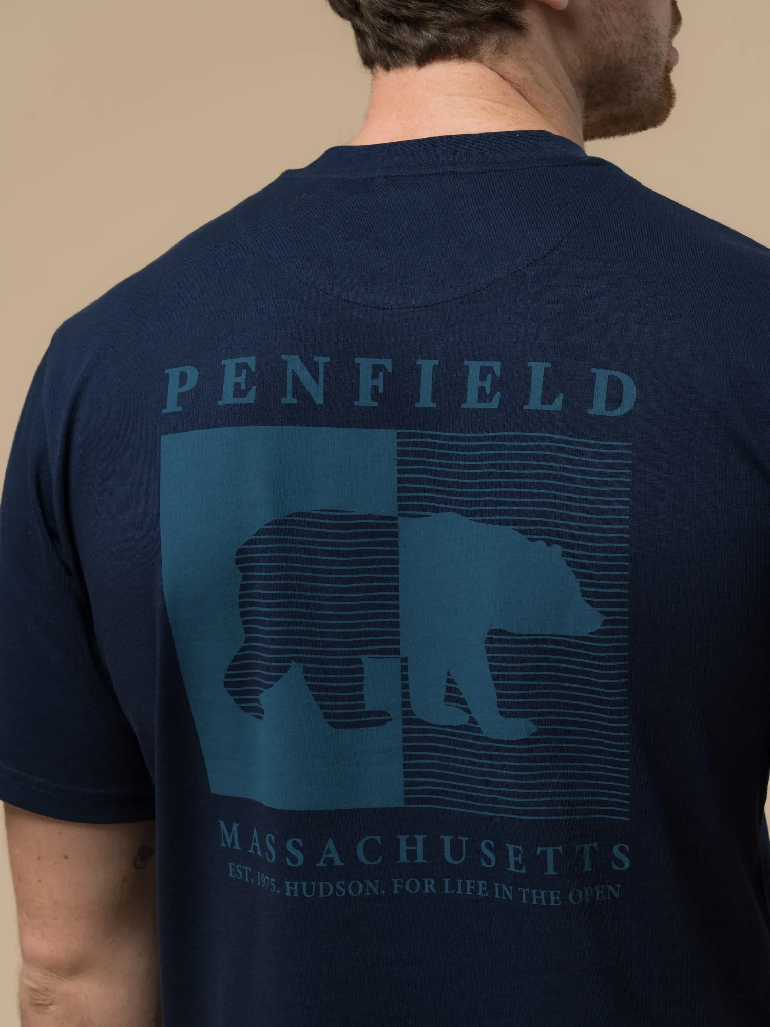 Contrast Stripe Bear Graphic T-Shirt in Navy Blue sold by Penfield product image thumbnail 2