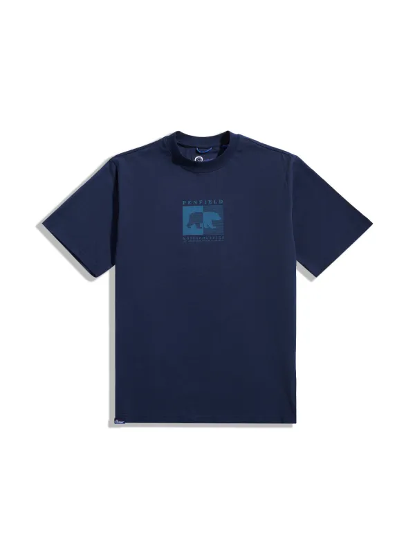 Contrast Stripe Bear Graphic T-Shirt in Navy Blue sold by Penfield