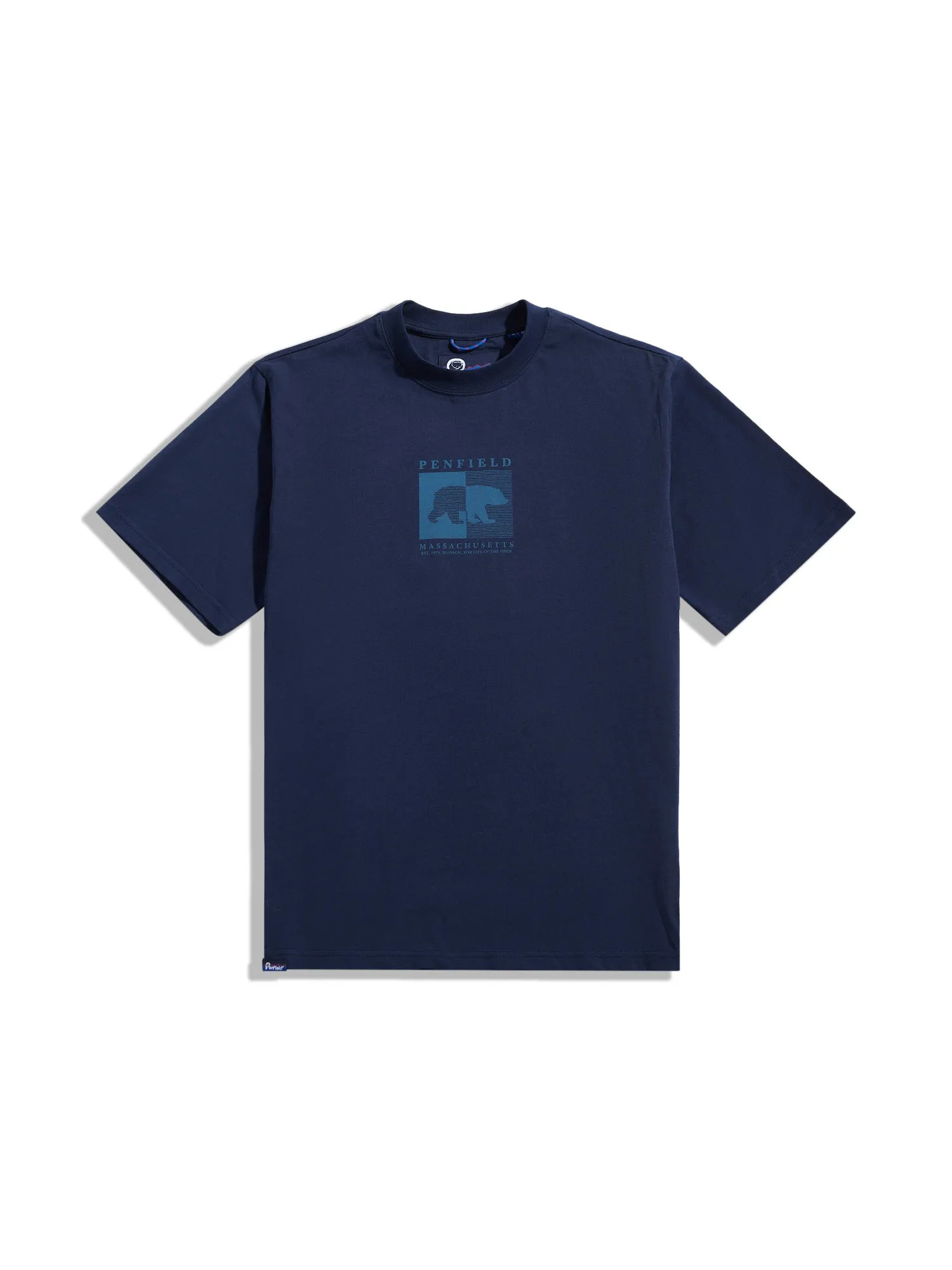 Contrast Stripe Bear Graphic T-Shirt in Navy Blue sold by Penfield