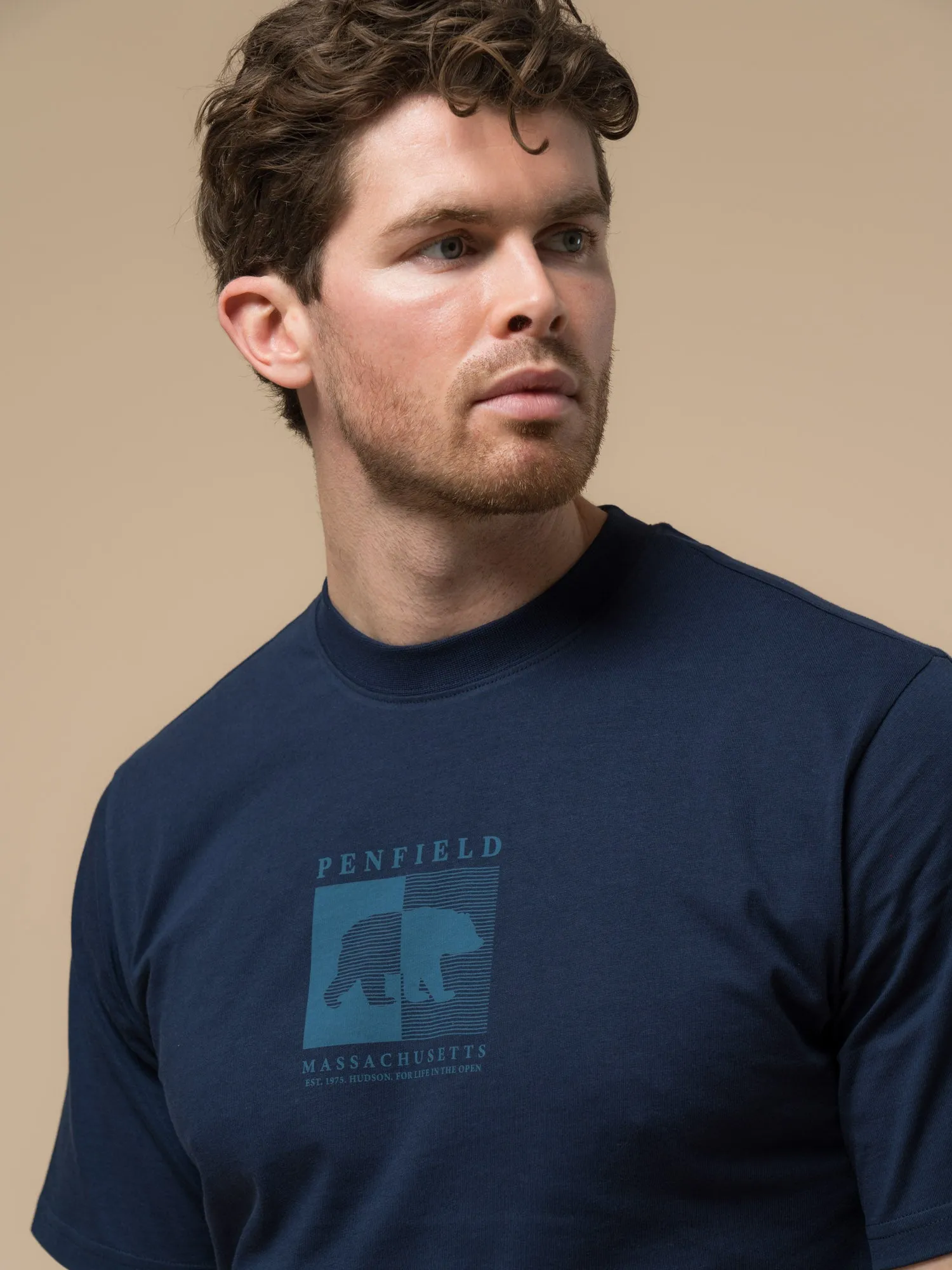 Contrast Stripe Bear Graphic T-Shirt in Navy Blue sold by Penfield product image thumbnail 4