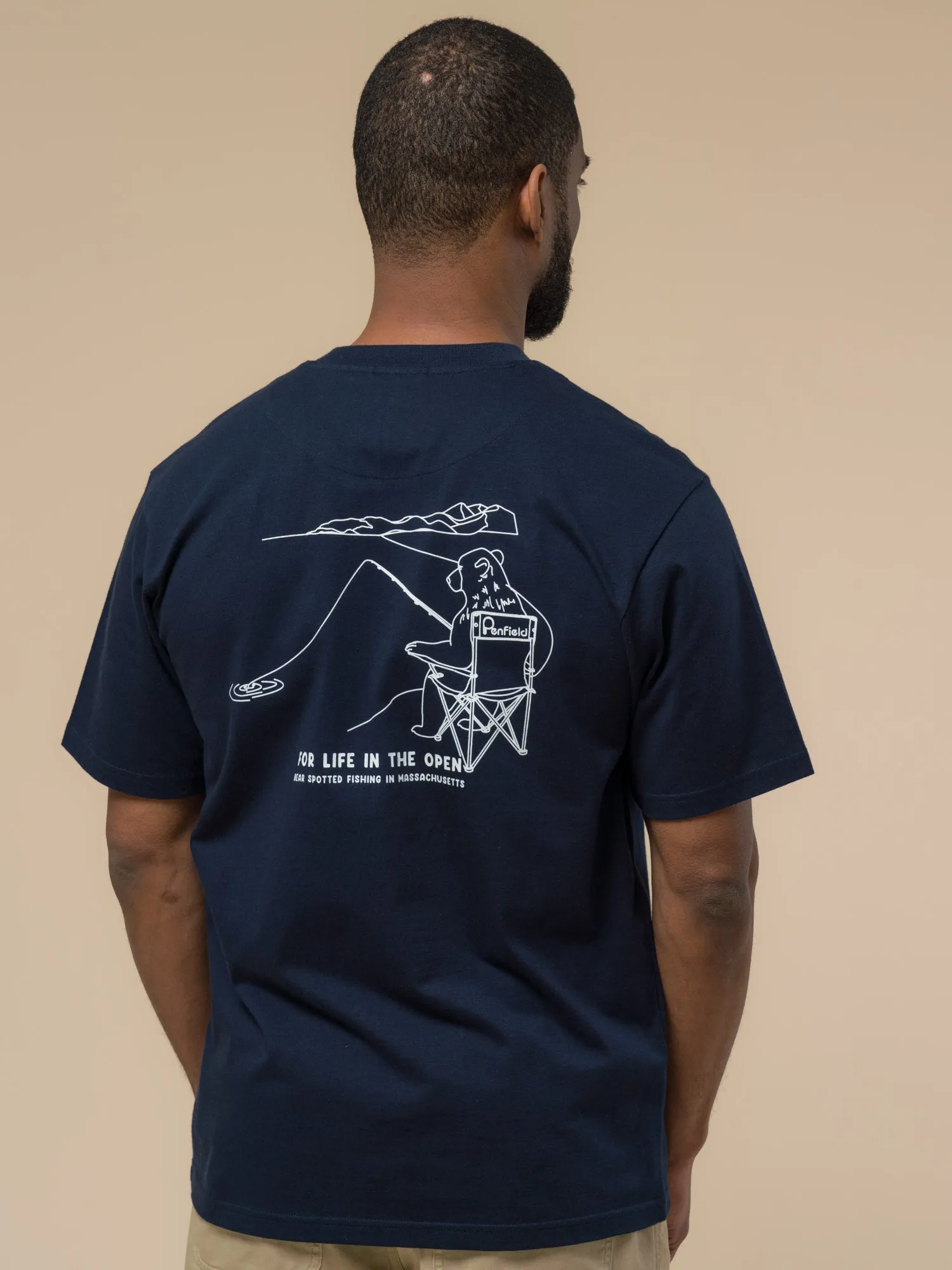 Fishing Bear T-Shirt in Navy Blue sold by Penfield product image thumbnail 2