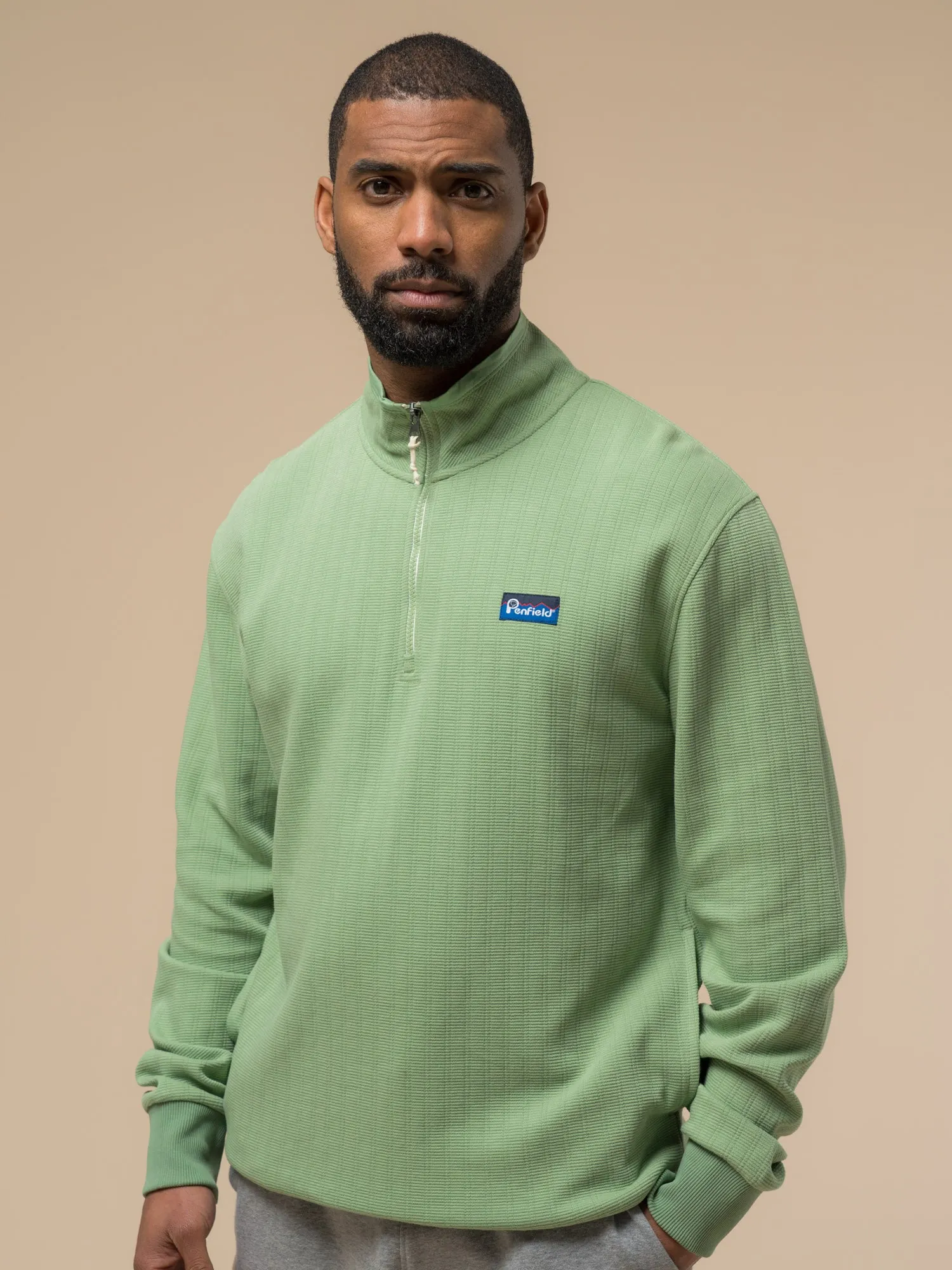 Textured Stripe Half Zip Funnel in Mistletoe sold by Penfield product image thumbnail 2