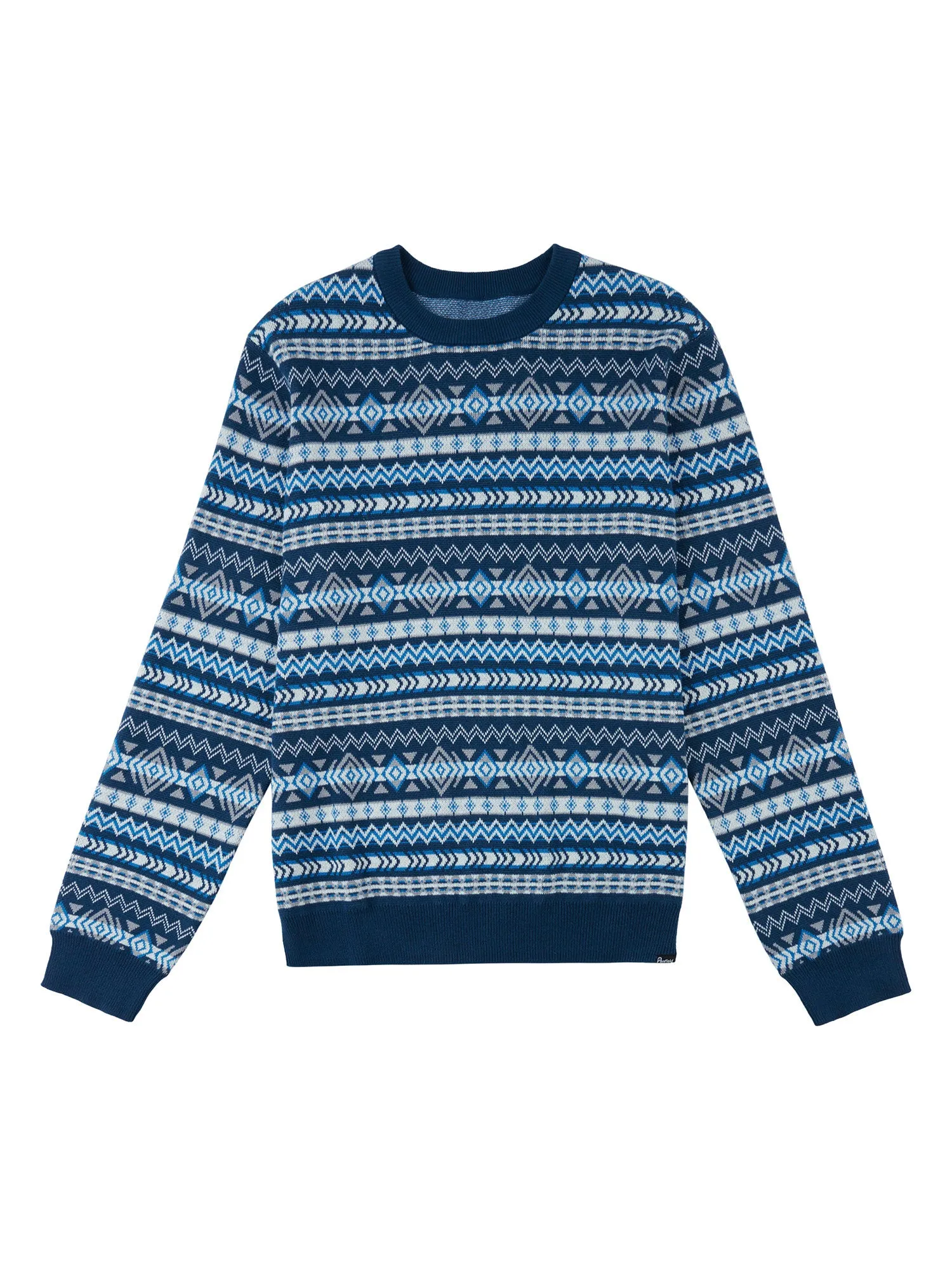 Geo Jacquard Knit Sweater in Blue Wing Teal sold by Penfield