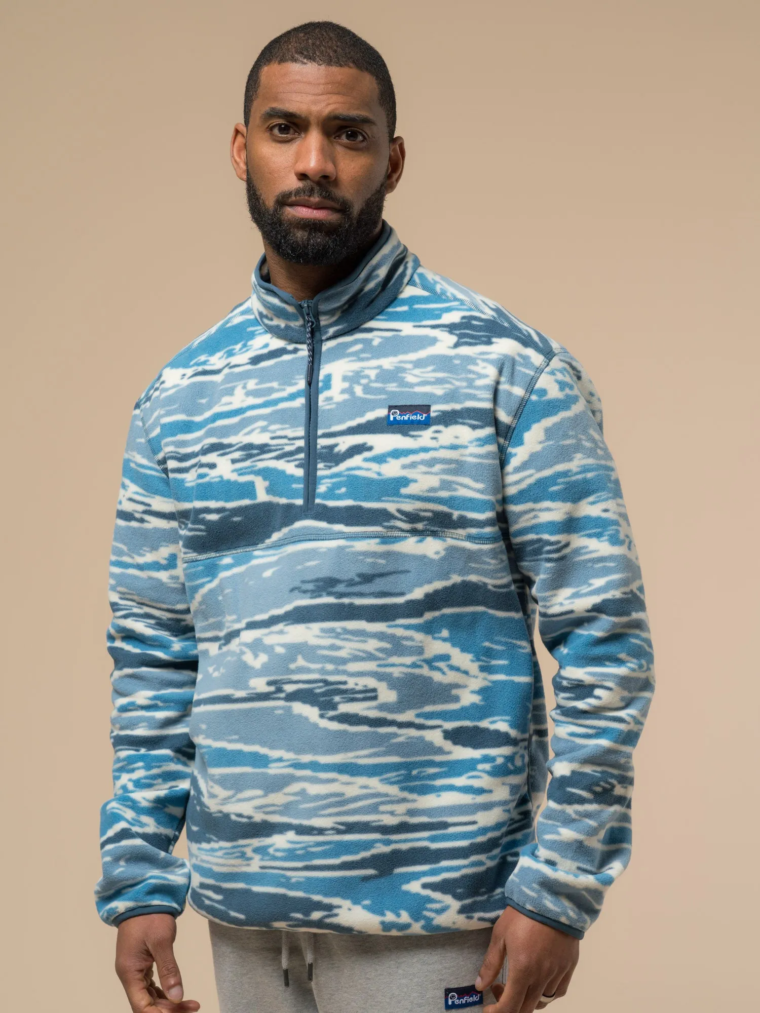 Bay Jacquard Microfleece ¼ Zip in Blue Fusion sold by Penfield product image thumbnail 2