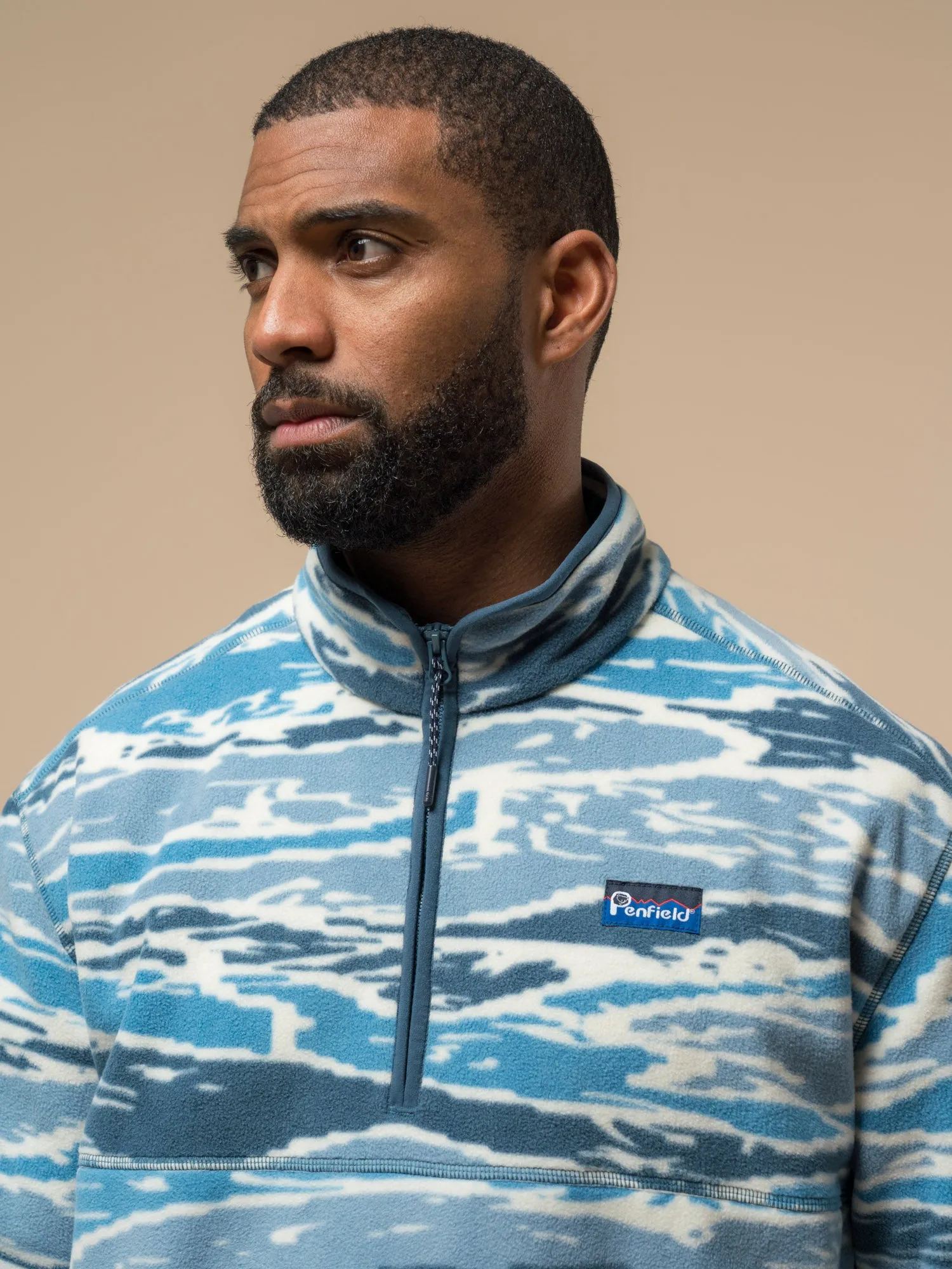 Bay Jacquard Microfleece ¼ Zip in Blue Fusion sold by Penfield product image thumbnail 3