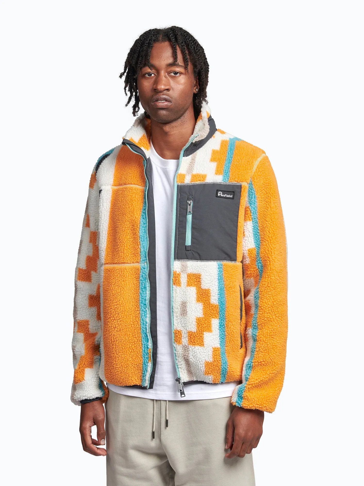 Geo Print Mattawa Fleece Jacket in Apricot sold by Penfield product image thumbnail 2