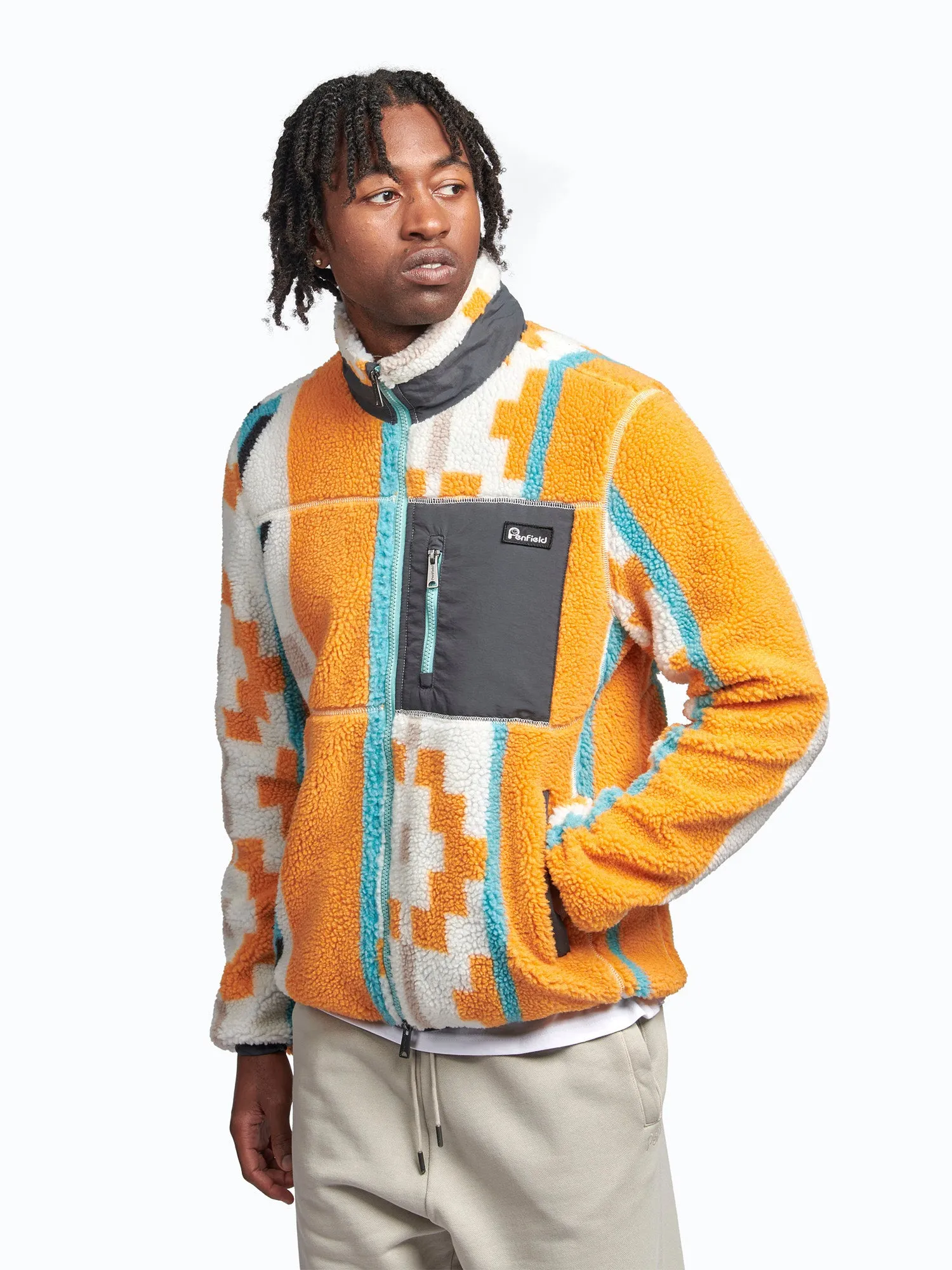 Geo Print Mattawa Fleece Jacket in Apricot sold by Penfield product image thumbnail 5