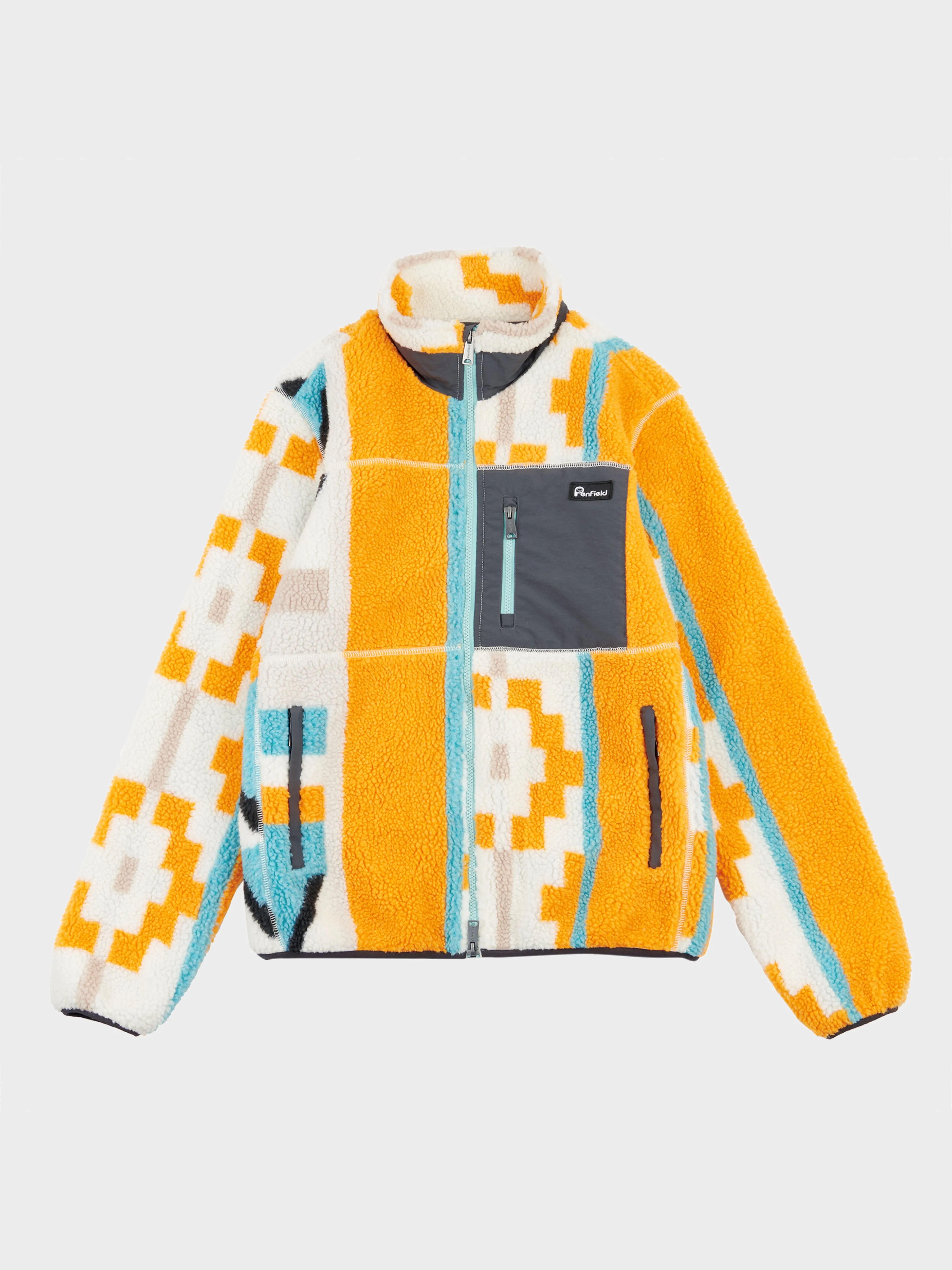 Geo Print Mattawa Fleece Jacket in Apricot sold by Penfield