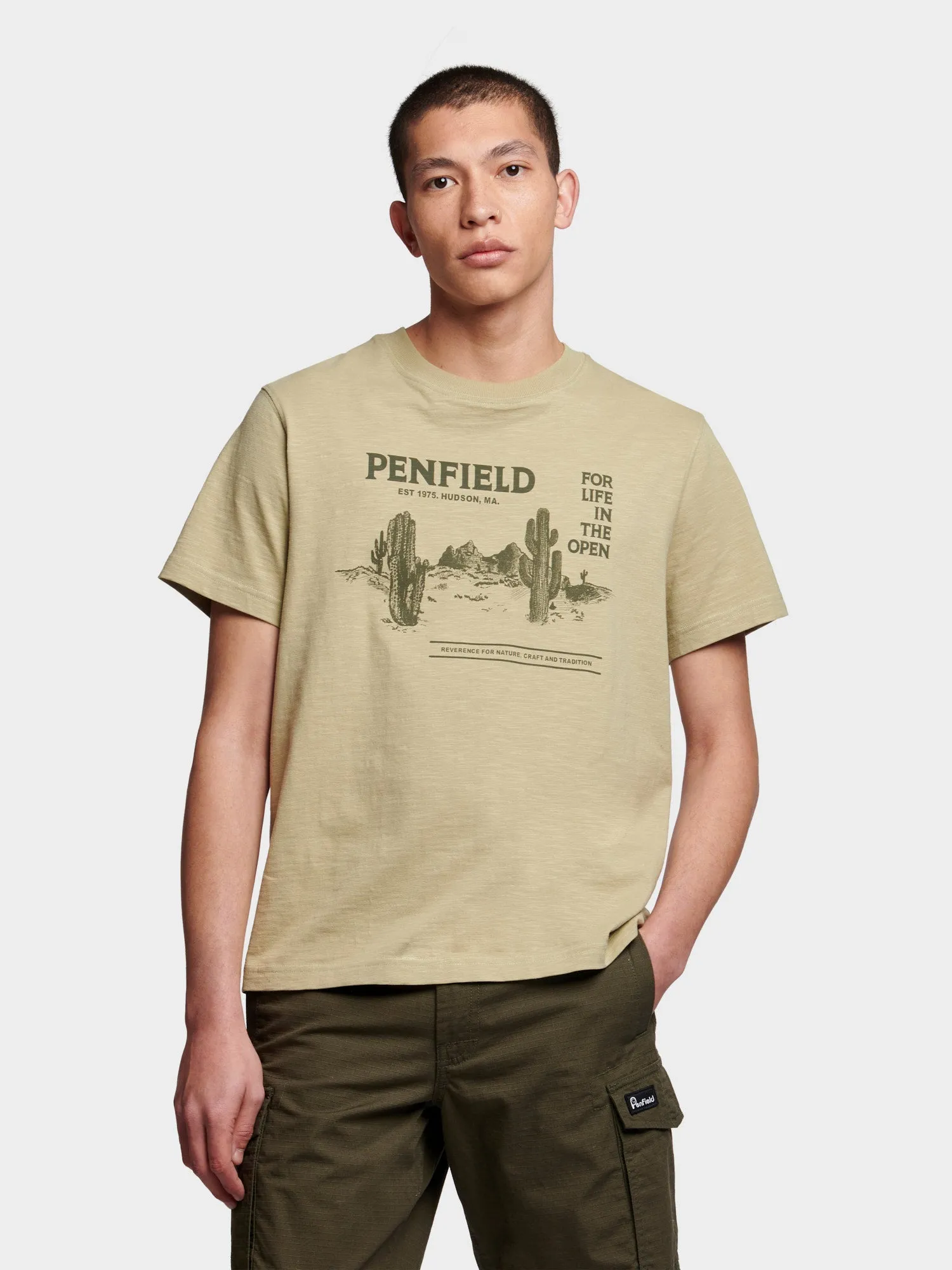 Relaxed Fit Reverence Print T-Shirt in Slate Green sold by Penfield