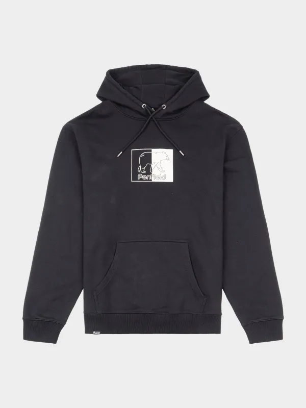 Graphic Inverted Bear Hoodie in Black made by Penfield