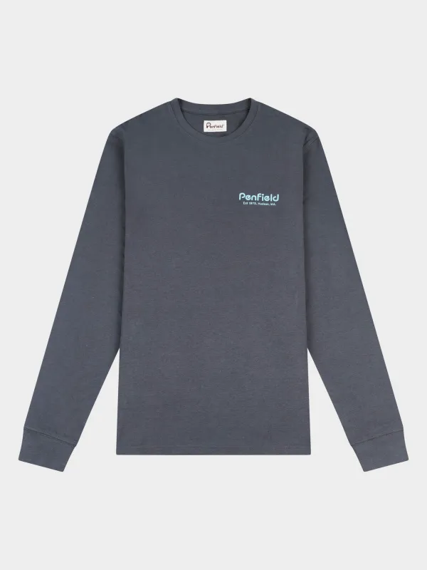 Sketch Mountain Back Graphic Long Sleeve T-Shirt in Ebony sold by Penfield
